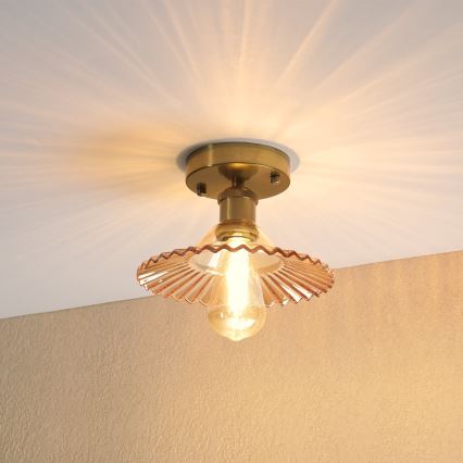 Pintakiinnitteinen kattovalaisin TRISH 1xE27/15W/230V kultainen/savunbeige