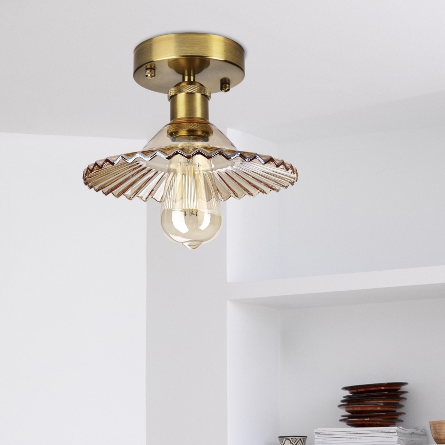 Pintakiinnitteinen kattovalaisin TRISH 1xE27/15W/230V kultainen/savunbeige