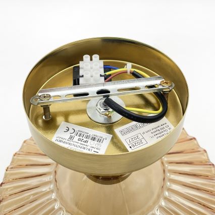 Pintakiinnitteinen kattovalaisin TRISH 1xE27/15W/230V kultainen/savunbeige