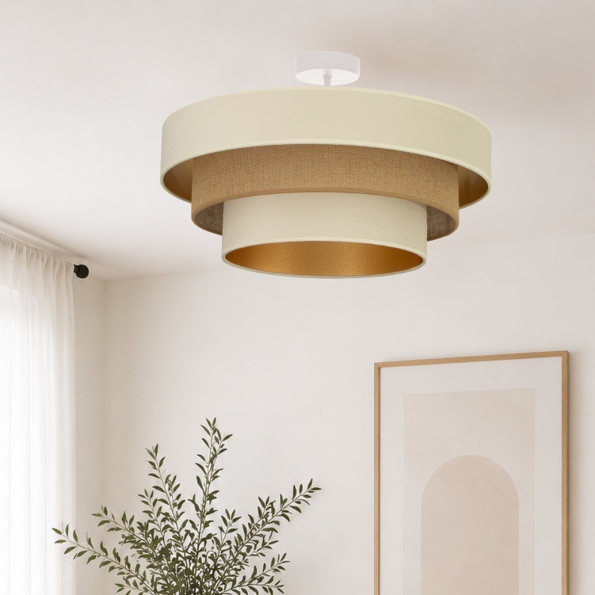 Pintakiinnitteinen kattovalaisin WENTA 1xE27/60W/230V Ø 50 cm beige/juutti