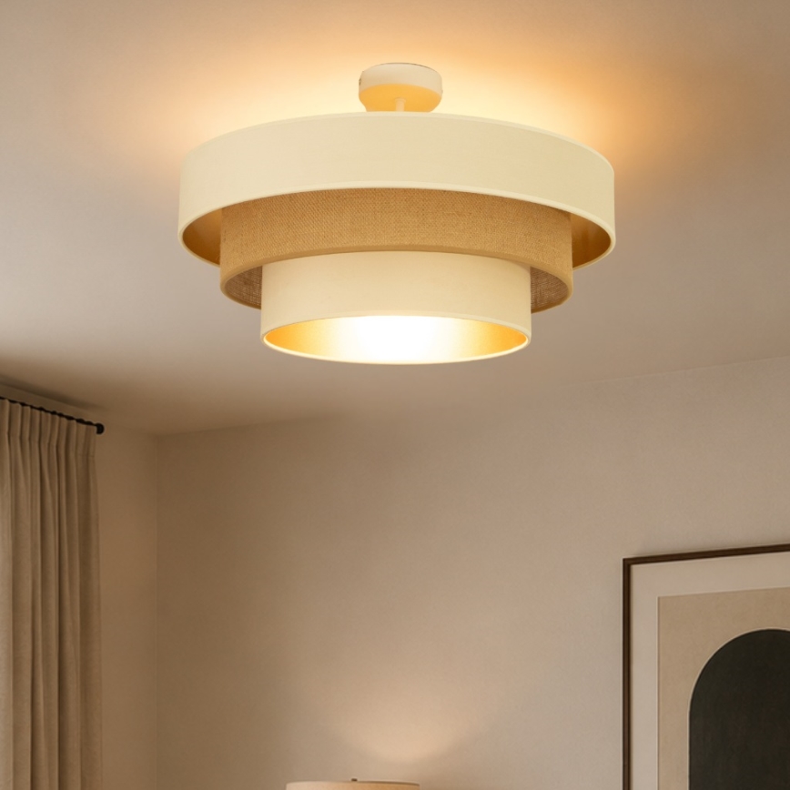 Pintakiinnitteinen kattovalaisin WENTA 1xE27/60W/230V, Ø 50 cm, beige/kultainen