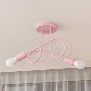 Pintakiinnitteinen OXFORD-kattovalaisin 2xE27/15W/230V, vaaleanpunainen