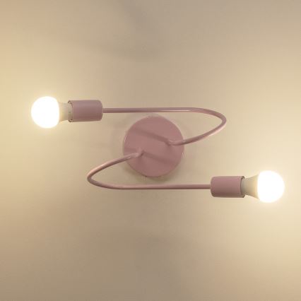 Pintakiinnitteinen OXFORD-kattovalaisin 2xE27/15W/230V, vaaleanpunainen