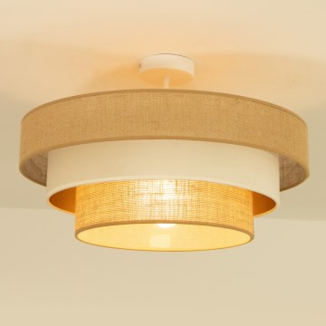 Pintakiinnitteinen WENTA-kattovalaisin, 1x E27 (maks. 60 W), 230 V, Ø 50 cm, juuttivarjostin, beige