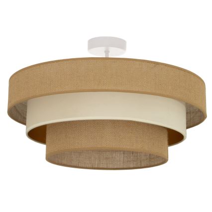 Pintakiinnitteinen WENTA-kattovalaisin, 1x E27 (maks. 60 W), 230 V, Ø 50 cm, juuttivarjostin, beige