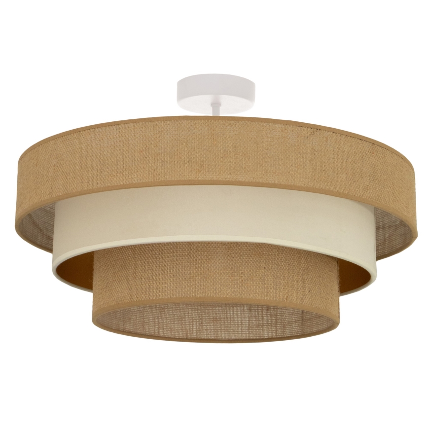 Pintakiinnitteinen WENTA-kattovalaisin, 1x E27 (maks. 60 W), 230 V, Ø 50 cm, juuttivarjostin, beige