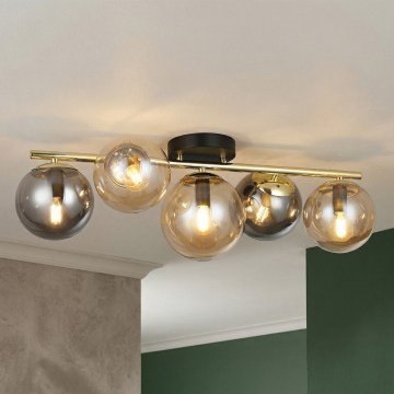 Pintavalaisin AURIS 5xE14/15W/230V kultainen/savunmusta/beige