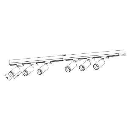 PIPE-kiskojärjestelmän kohdevalaisin 6xGU10/10W/230V, musta