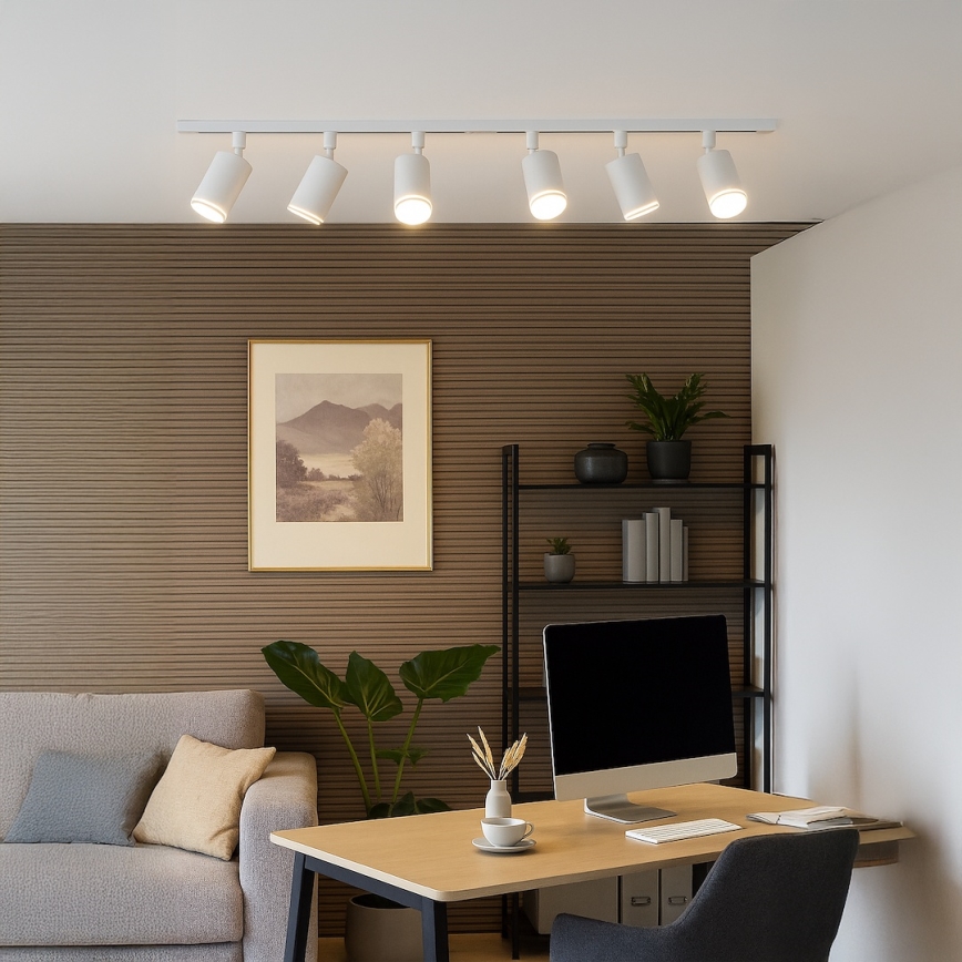 PIPE-kiskojärjestelmän kohdevalaisin 6xGU10/10W/230V, valkoinen