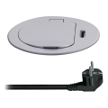 Pistorasia pöydälle 1x230V + USB-C Power Delivery hopea/musta