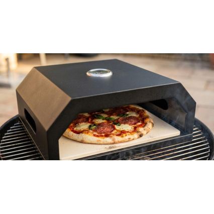 Pizzauuni lämpömittarilla 40x34,5x16 cm musta