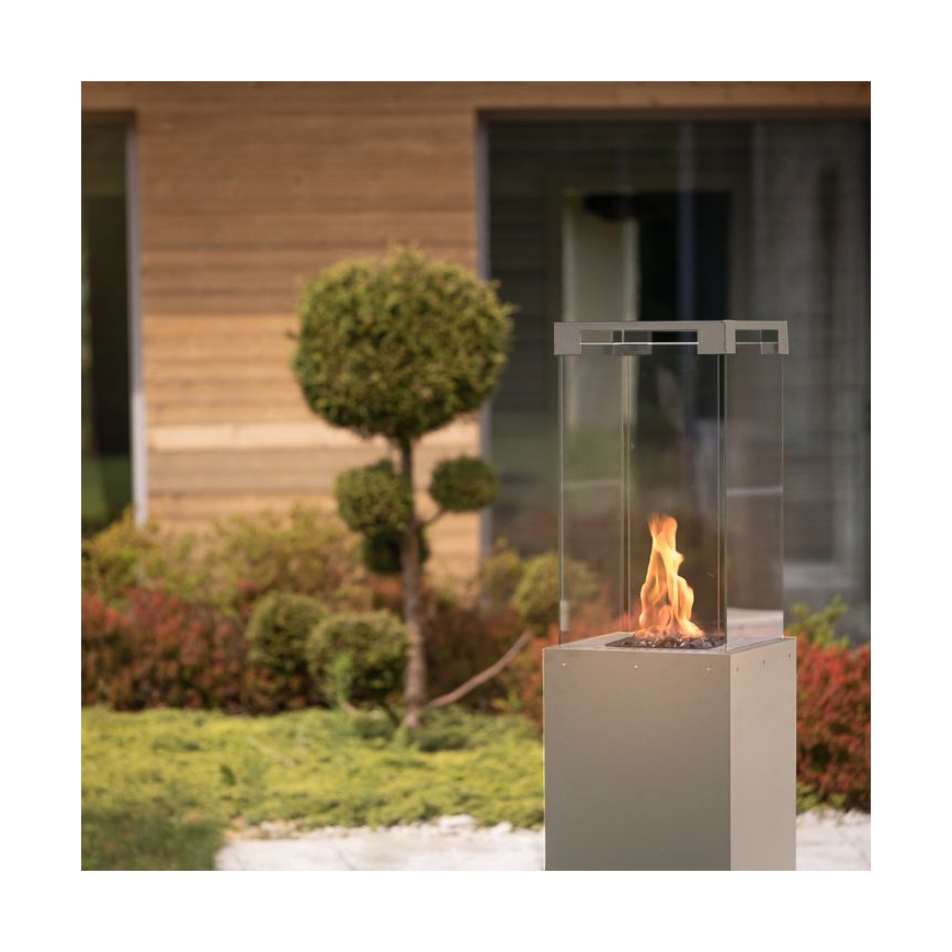 Planika - Ulkokäyttöön tarkoitettu kaasutakka 142x36 cm 8kW 1xAAA harmaa + suojapeite