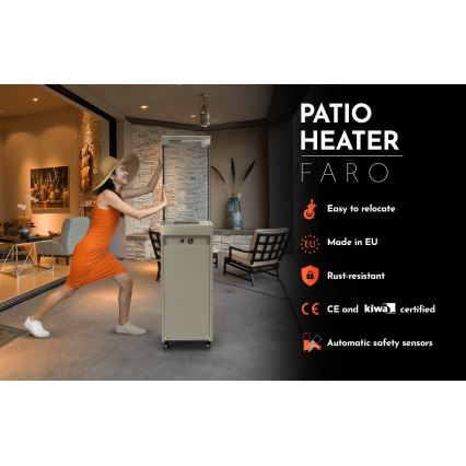 Planika - Ulkotila kaasu takka 142x36 cm 8kW 1xAAA harmaa + suojus