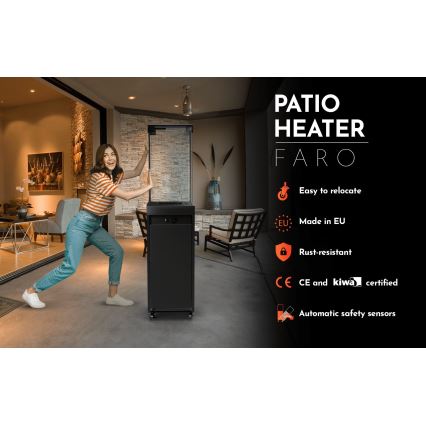 Planika - Ulkotila kaasu takka 142x36 cm 8kW 1xAAA musta + suojus