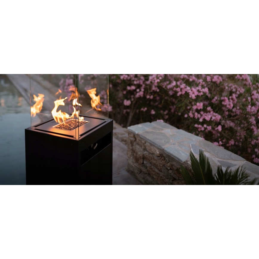 Planika - Ulkotila kaasu takka 142x36 cm 8kW 1xAAA musta + suojus