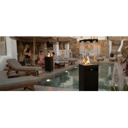 Planika - Ulkotila kaasu takka 142x36 cm 8kW 1xAAA musta + suojus