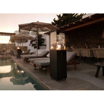 Planika - Ulkotila kaasu takka 142x36 cm 8kW 1xAAA musta + suojus