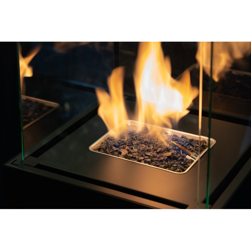 Planika - Ulkotila kaasu takka 142x36 cm 8kW 1xAAA musta + suojus