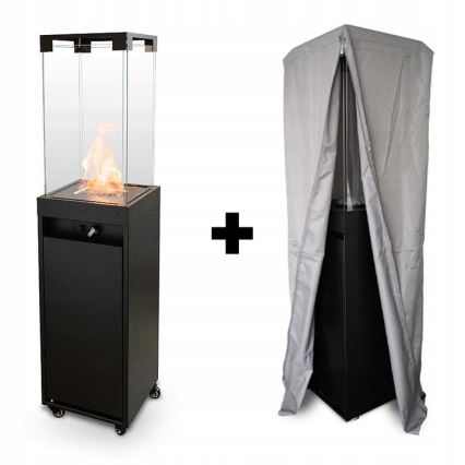 Planika - Ulkotila kaasu takka 142x36 cm 8kW 1xAAA musta + suojus