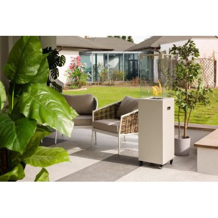 Planika - Ulkotila kaasu takka 142x36 cm 8kW 1xAAA valkoinen + suojus