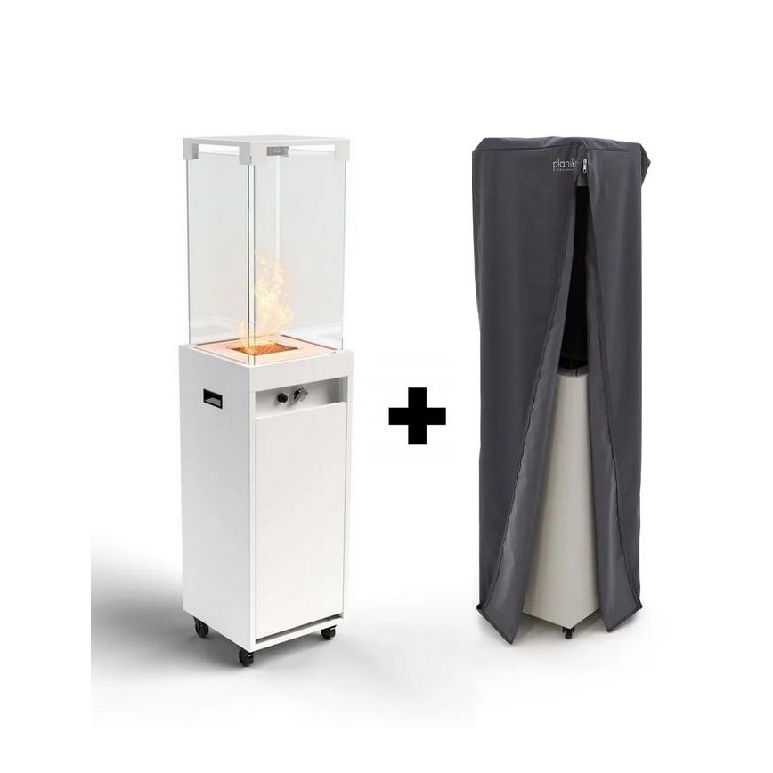 Planika - Ulkotila kaasu takka 142x36 cm 8kW 1xAAA valkoinen + suojus