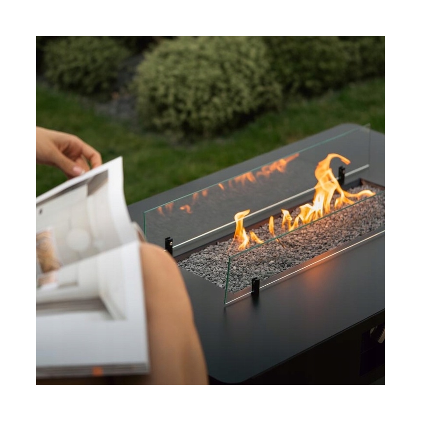 Planika - Ulkokäyttöön tarkoitettu kaasukamiina 46x106 cm 10 kW musta + suojapeite