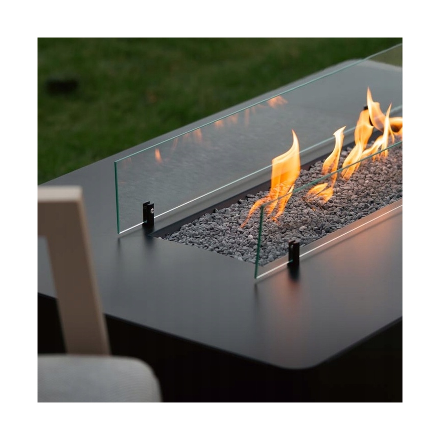 Planika - Ulkokäyttöön tarkoitettu kaasukamiina 46x106 cm 10 kW musta + suojapeite