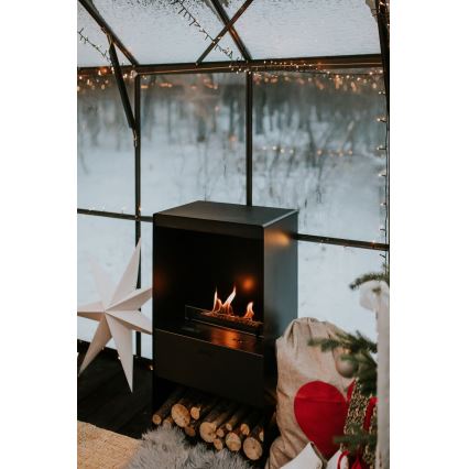 Planika - BIO-takka kaukosäätimellä 83,5x48 cm 2,5kW/230V musta