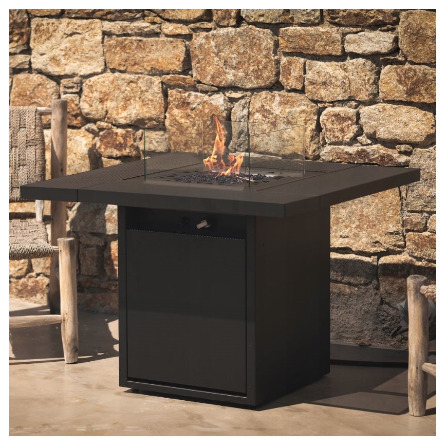 Planika - Ulkokäyttöön tarkoitettu kaasukamiina 79,7x90 cm 10 kW 1xAAA musta + suojapeite