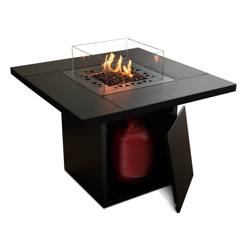 Planika - Ulkokäyttöön tarkoitettu kaasukamiina 79,7x90 cm 10 kW 1xAAA musta + suojapeite