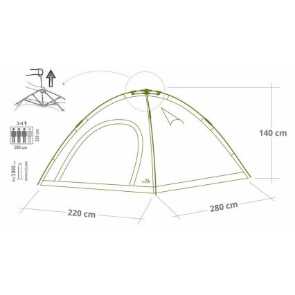 Pop up teltta 3-4 hengelle PU 3000 mm vihreä