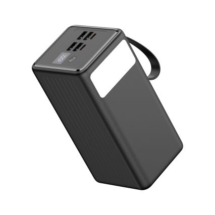 Power Bank 60000 mAh 20W Power Delivery 4xUSB-A + 2xUSB-C LED-taskulla ja 1 m USB-C-kaapelilla musta