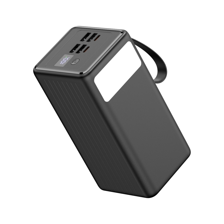 Power Bank 60000 mAh 20W Power Delivery 4xUSB-A + 2xUSB-C LED-taskulla ja 1 m USB-C-kaapelilla musta