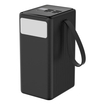 Power Bank 70000 mAh 20W Power Delivery 4xUSB-A + 2xUSB-C LED-taskulampulla ja 1 m USB-C-kaapelilla musta