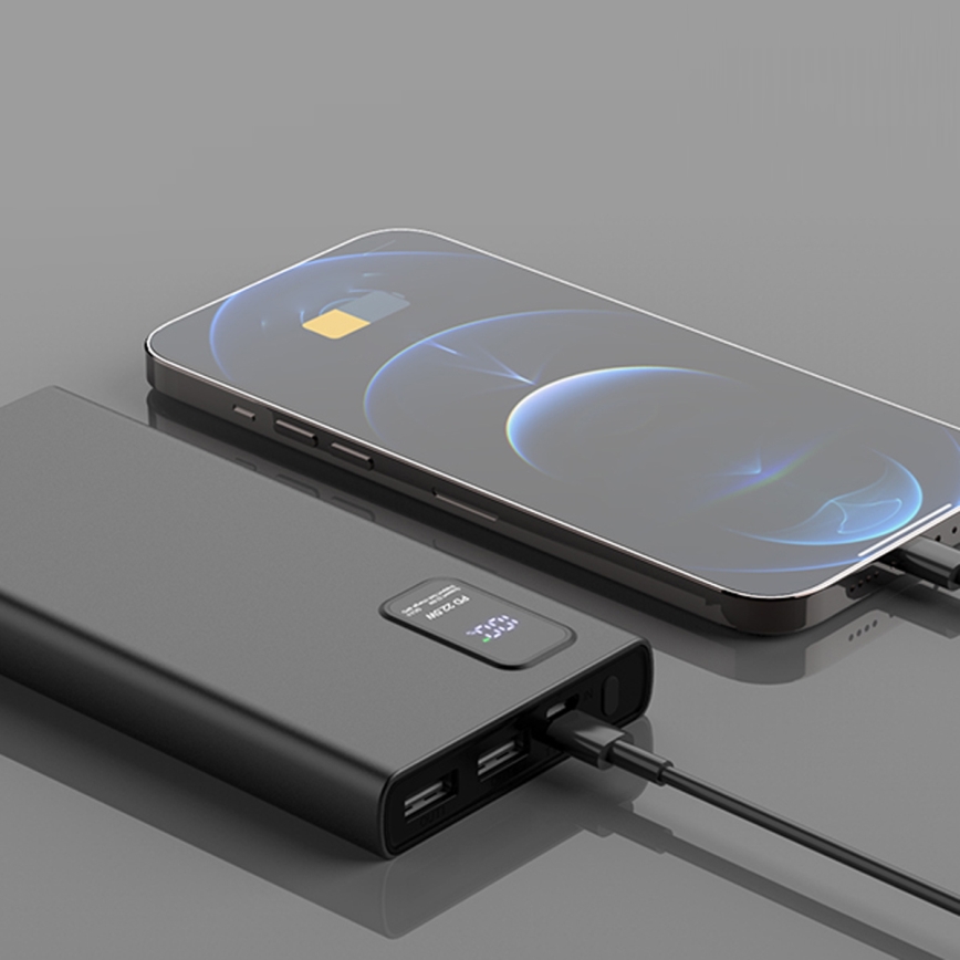 Power Bank LED-näytöllä Virransyöttö 10000 mAh 3.7V musta