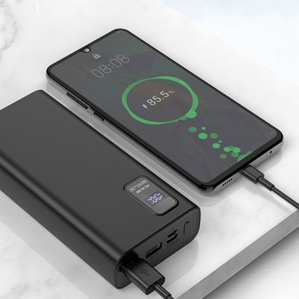 Power Bank LED-näytöllä Virransyöttö 20000 mAh 3.7V musta