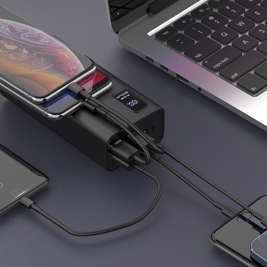 Power Bank LED-näytöllä Virransyöttö 30000 mAh 3.7V musta