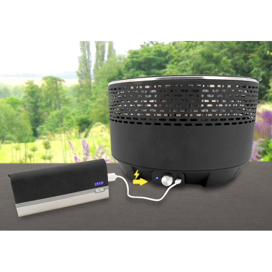 Pöytähiiligrilli 4xAA/USB musta