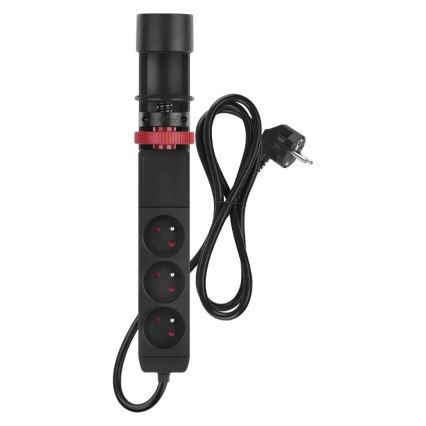 Jatkojohto pöytäkiinnityksellä 3 pistorasiaa + 3x USB 1,5 m musta