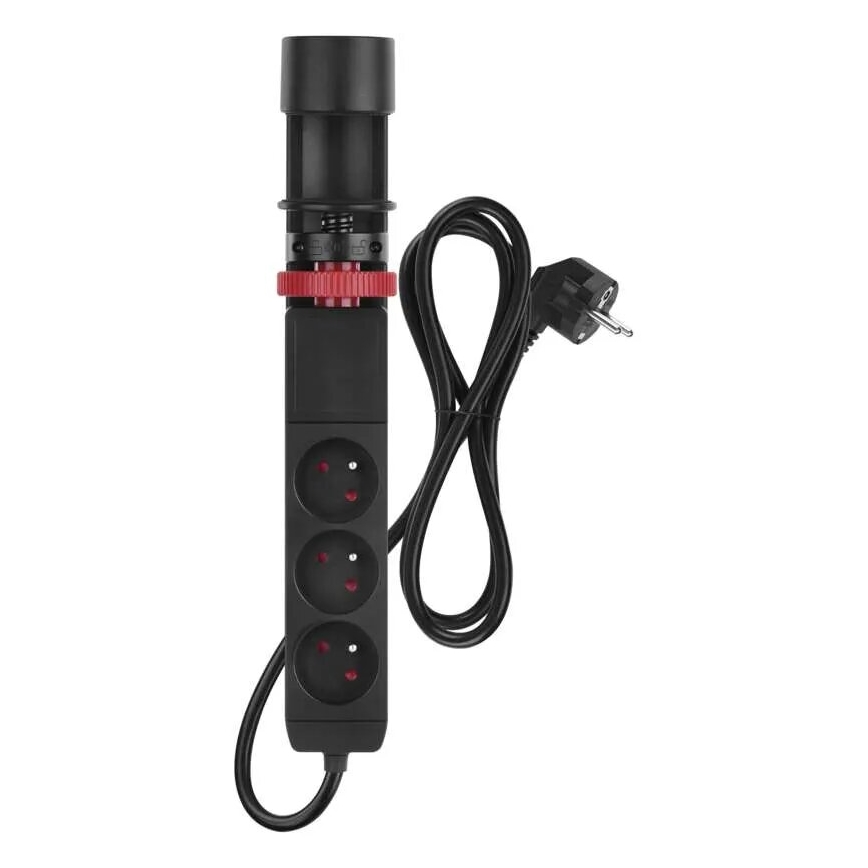 Jatkojohto pöytäkiinnityksellä 3 pistorasiaa + 3x USB 1,5 m musta