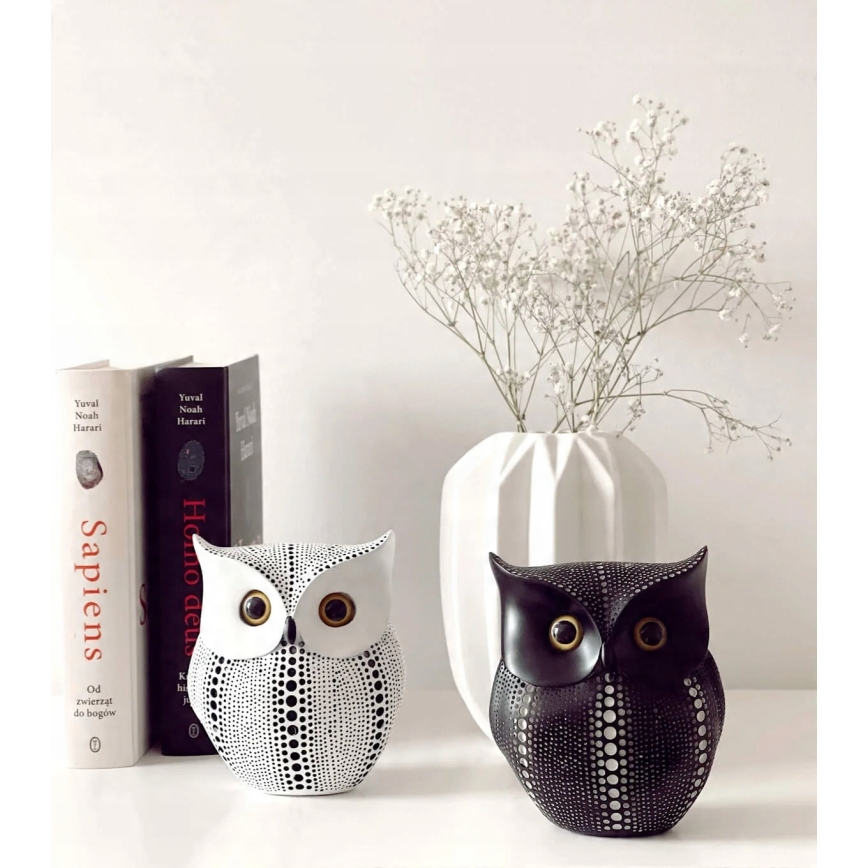 Pöytäkoriste 15 cm valkoinen/musta