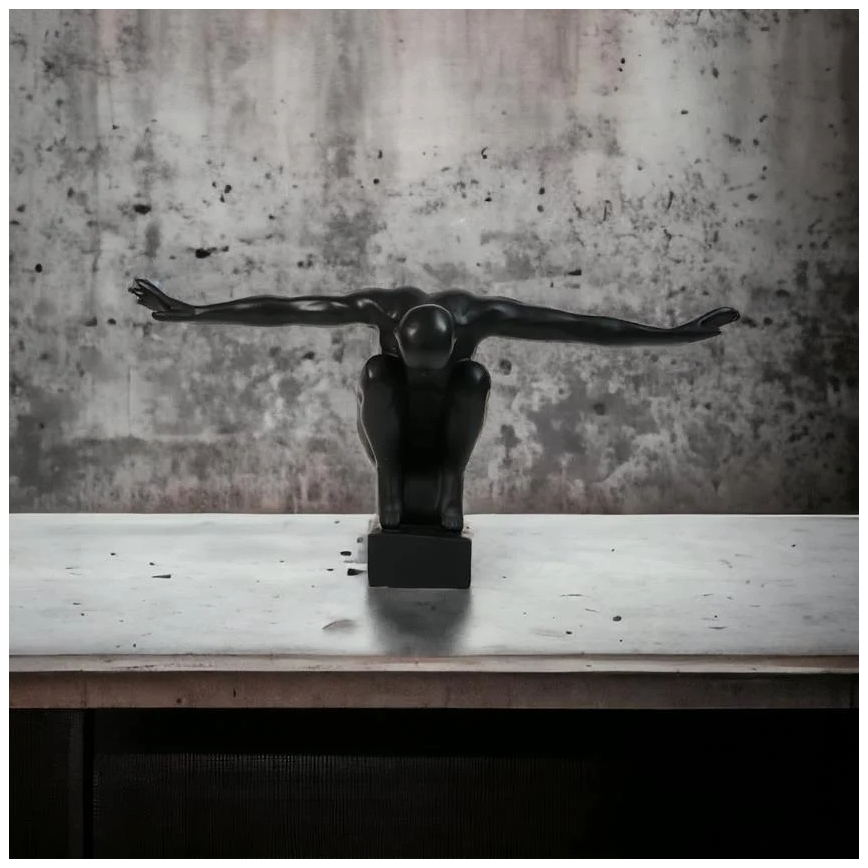 Pöytäkoriste 25x41x20 cm resiini/musta