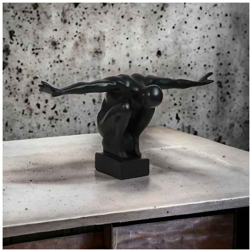 Pöytäkoriste 25x41x20 cm resiini/musta