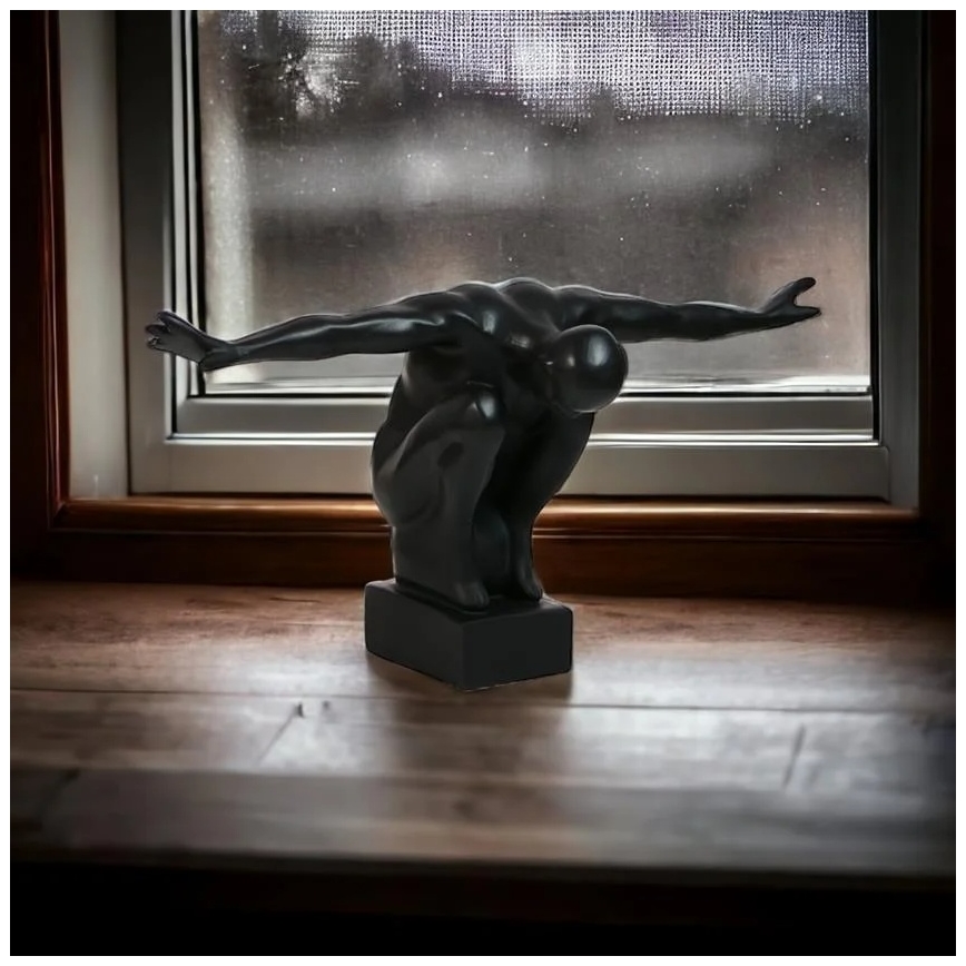 Pöytäkoriste 25x41x20 cm resiini/musta