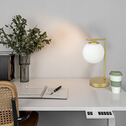 Pöytälamppu 1xE27/40W/230V kultainen/valkoinen