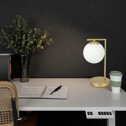 Pöytälamppu 1xE27/40W/230V kultainen/valkoinen