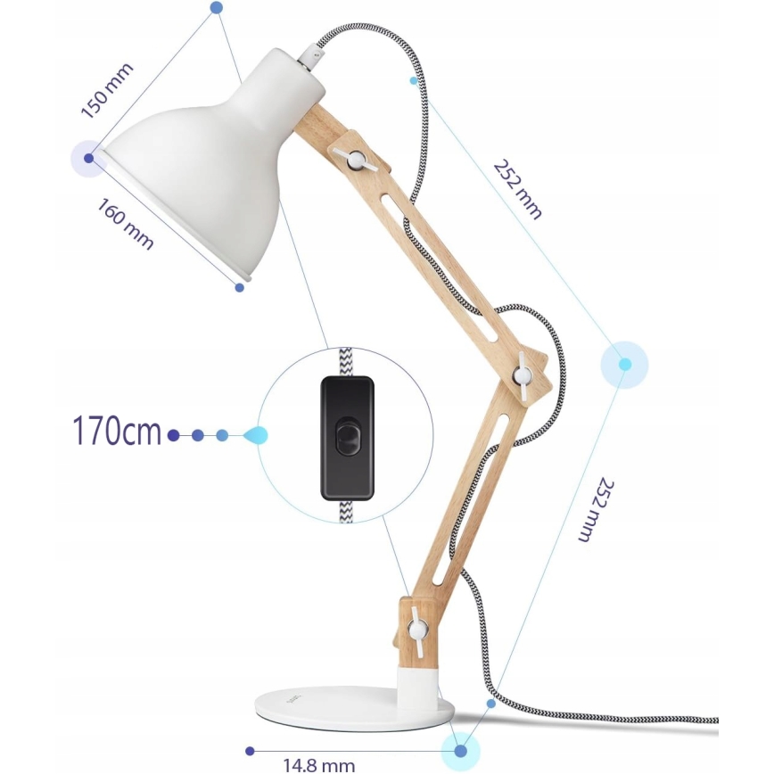Pöytälamppu 1xE27/40W/230V valkoinen