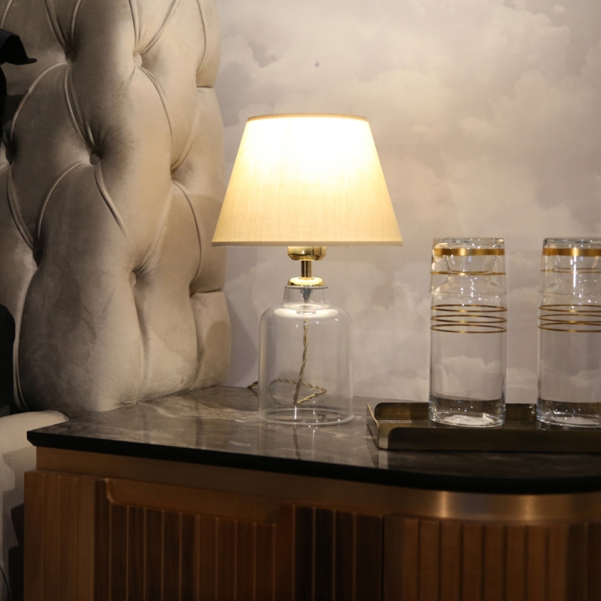 Pöytälamppu AYD 1xE27/40W/230V beige/läpinäkyvä