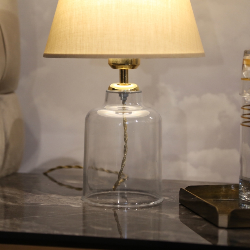 Pöytälamppu AYD 1xE27/40W/230V beige/läpinäkyvä