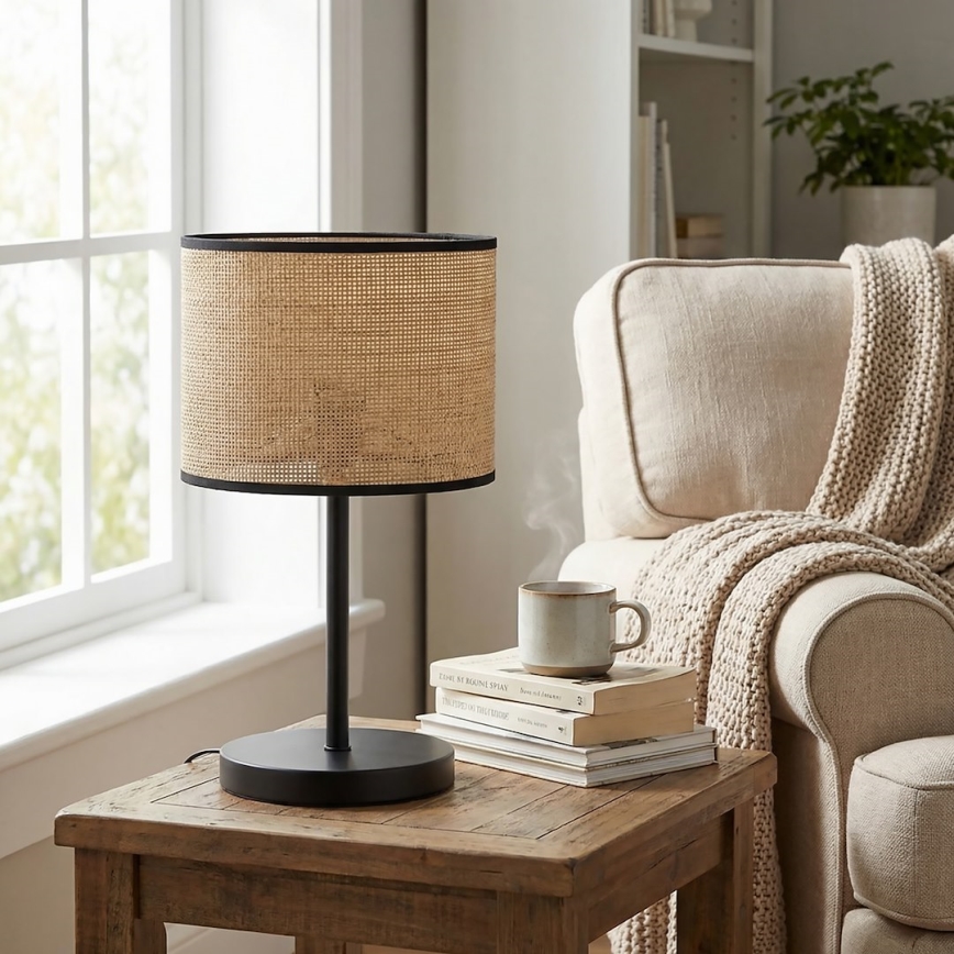 Pöytälamppu ECO 1xE27/15W/230V beige/rottinki